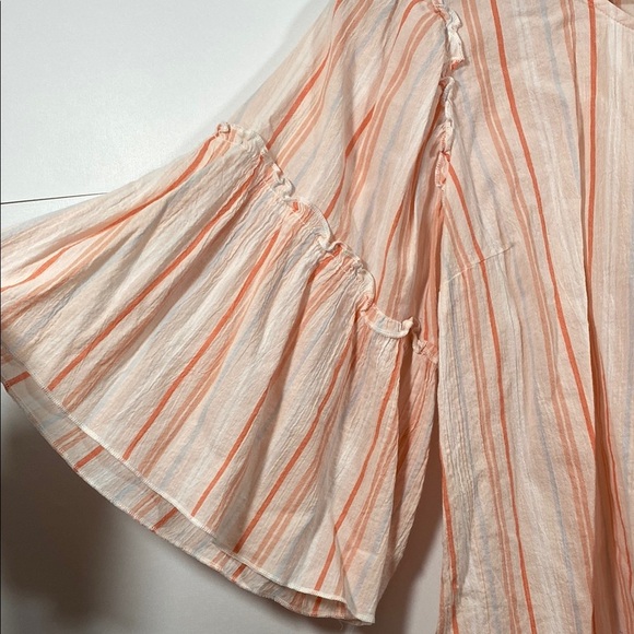 Seven7 100% Cotton Pink and White Flutter Sleeve Blouse Size XL - Picture 4 of 5